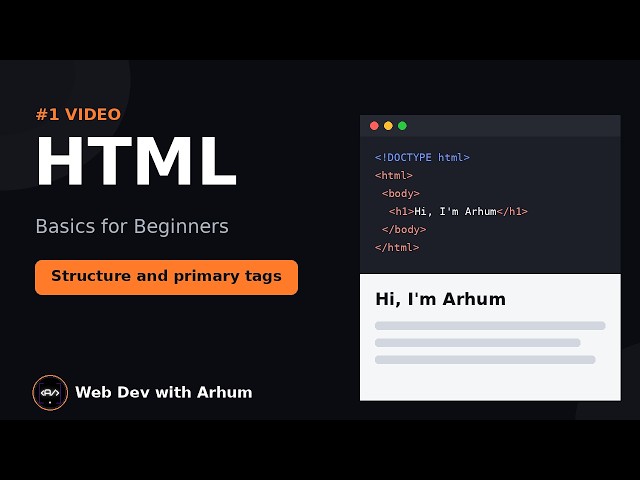HTML Course for Beginners  (#1 Video) – Structure, Headings, Paragraphs, Links & Images