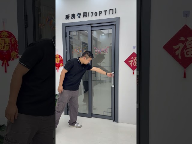 The PD door combines sliding and swing functions—it slides parallel first, then swings open at 90°