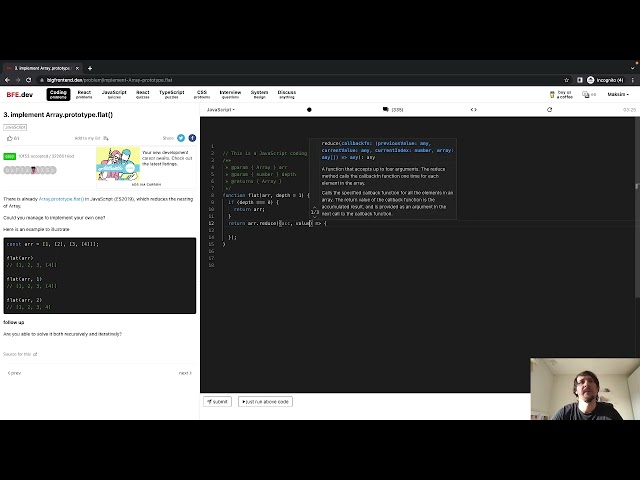 3. implement Array.prototype.flat() - bigfrontend - JavaScript