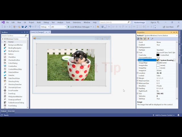 c++/cli windows forms (button Image property) visual studio code