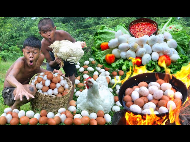 Primitive technology - Egg eating and cooking delicious