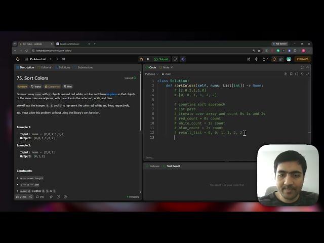 Sort Colors | LeetCode 75 | Python | DSA Walkthrough