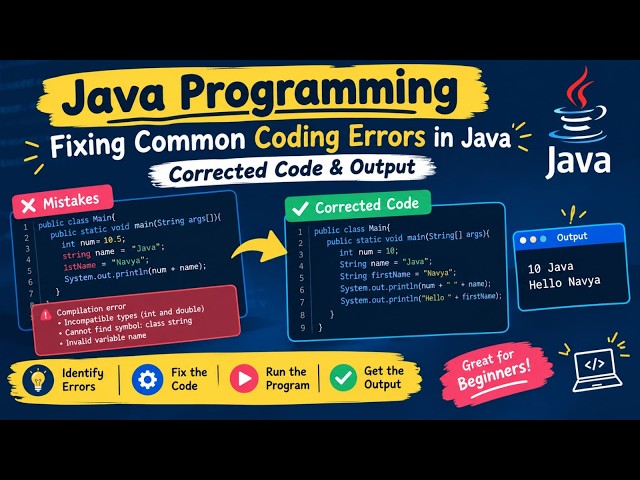 Java Programming | Fixing Common Coding Errors in Java 💻 | Corrected Code & Output