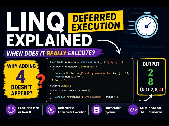 C# LINQ Deferred Execution Explained | Why Adding 4 Doesn’t Appear? | .NET Interview Question
