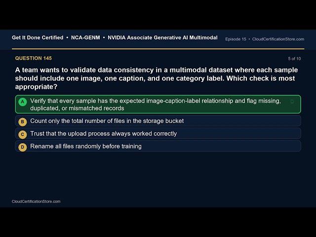 NCA-GENM | NVIDIA Associate Generative AI Multimodal | Exam Q&A | Episode 15 (Q141-150)