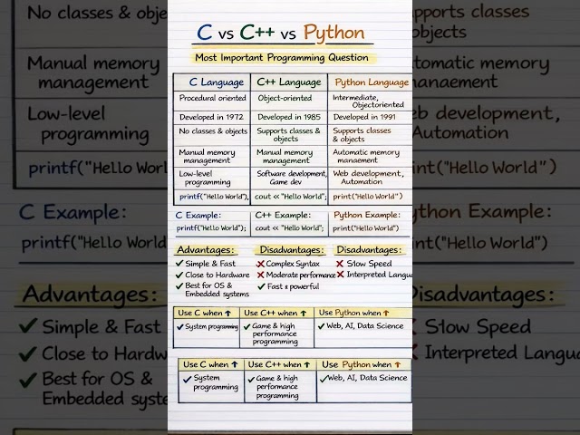 C vs C++ vs Python | Most Important Programming Question
