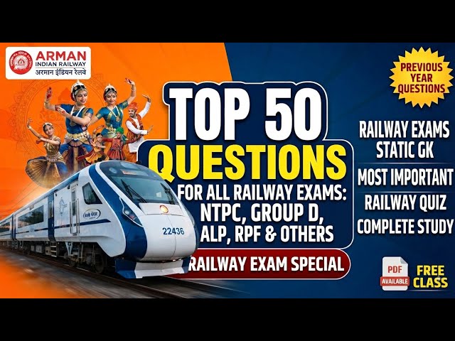 RRB NTPC Previous Year GK Questions | Top 50 MCQs | Railway General Knowledge 2026 youth Book