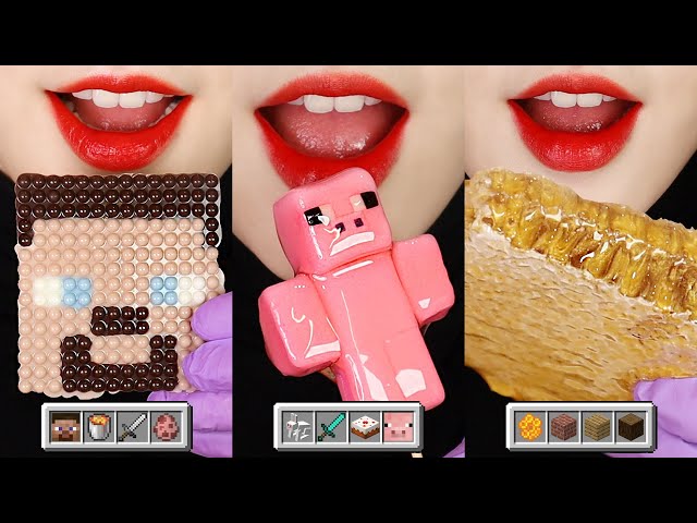 11MINUTES EMOJI EATING ASMR FOR SLEEP MINECRAFT FOOD ASMR HONEYCOMB EATING SOUND ASMR 🐷
