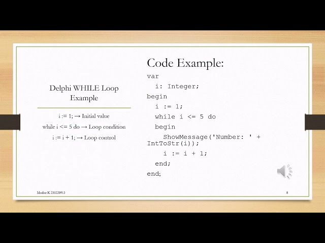 WHILE loops in Delphi