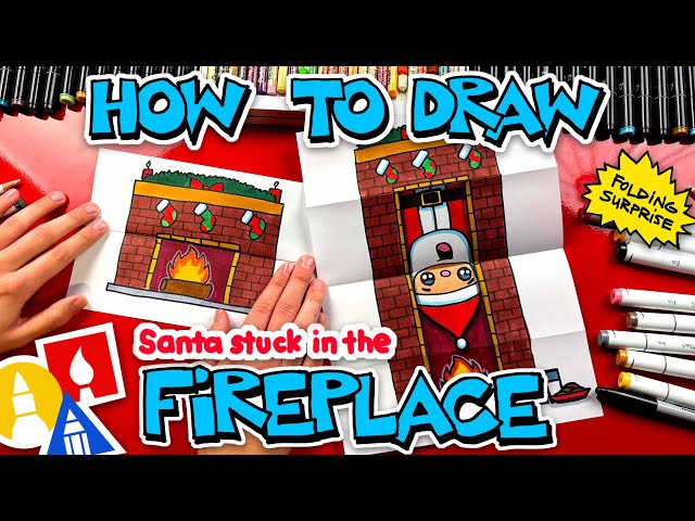 How To Draw Santa Stuck In The Fireplace