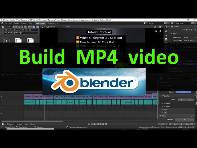 How to build mp4 video with audio in Blender byAO