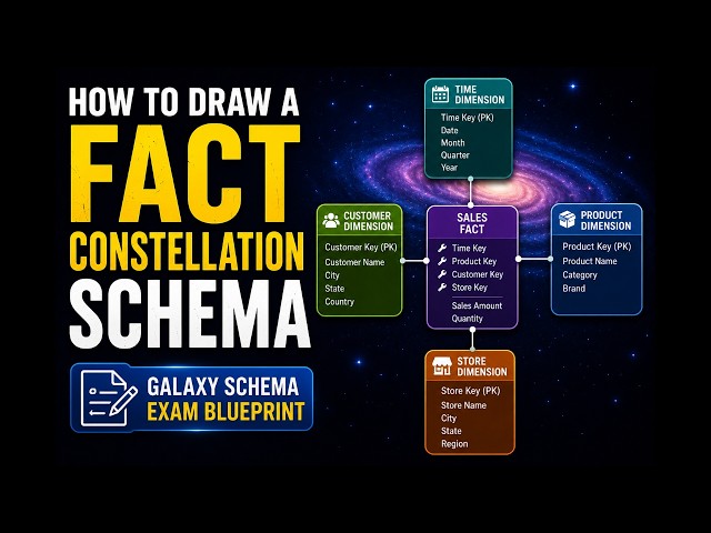 How to Draw Fact Constellation Schema | Galaxy Schema Exam Blueprint | What is Constellation Schema