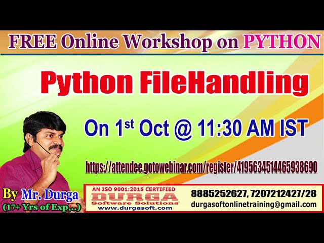 FREE Online Workshop on PYTHON File Handling by DURGA Sir