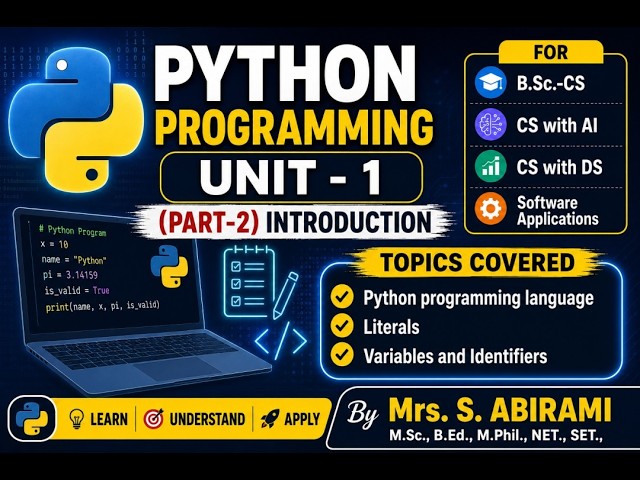 Python Unit-1 (Part-2) Python programming language, Literals, Variables and Identifiers in Tamil