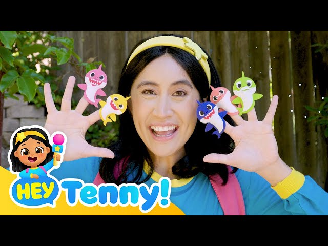 [Sped Up] Shark Finger Family🖐️ | Song for Kids | Educational Videos for Kids | Hey Tenny!