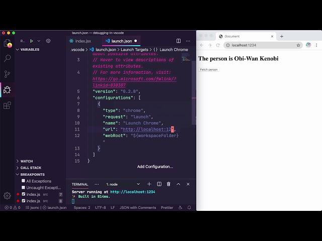 Debug frontend code in VS Code (5/5 - Debugging in VS Code)