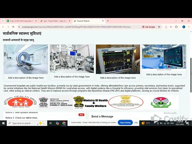 Create Multi Speciality Hospital website Google sheet