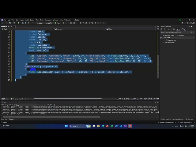 Exercise about tuple #C #coding 