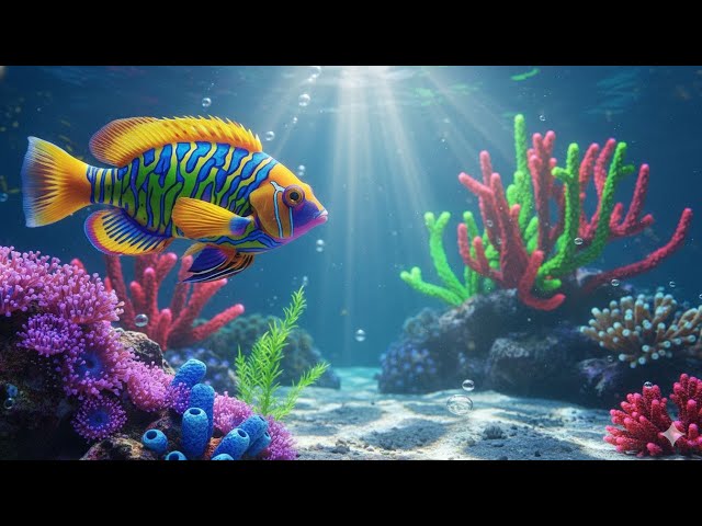 4K Ocean Aquarium – Peaceful Reef Fish & Ambient Music for Sleep and Study