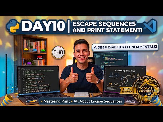 Day 10 - Escape sequences and Print statement in python.#pythonforbeginners