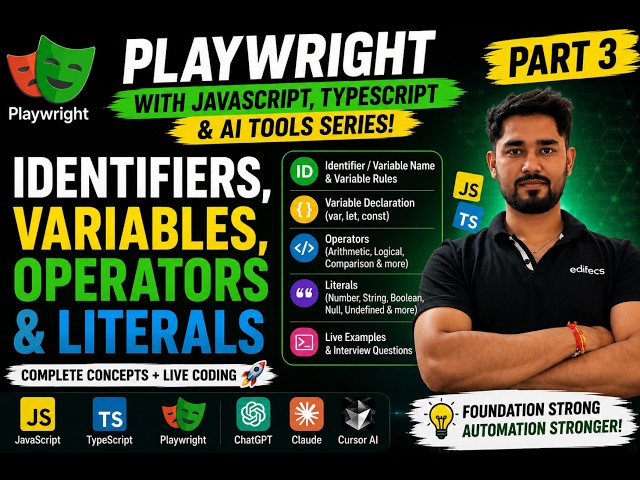 🚀 Playwright Series!  Part 3 | Identifiers, Variables, Operators & Literals Explained