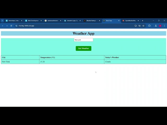 Weather app using react JS