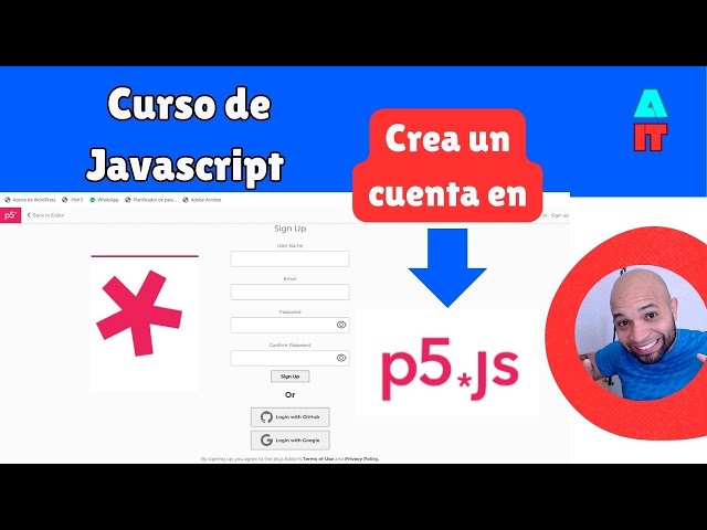 Javascript course | creating an account in p5 js
