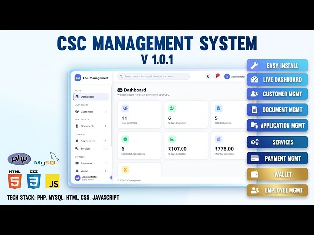 #CSC Management System | Complete Web Application | PHP & MySQL