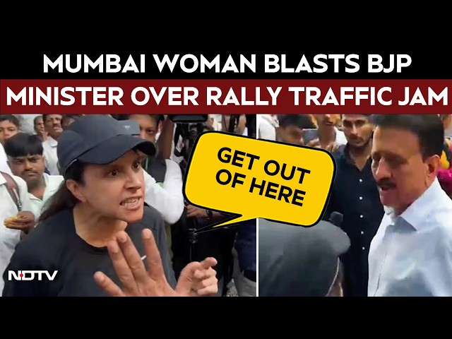 Viral Video | Angry Mumbai Woman Lambasts Police & BJP Minister At Rally Over Traffic Jam
