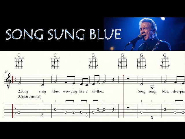 SONG SUNG BLUE | NEIL DIAMOND | Complete | Acoustic Guitar Tutorial | Lesson | Sheet Music & TAB