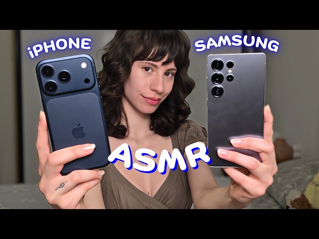 ASMR with 5 Flagship Phones (Screen Tapping) iPhone vs Samsung ✨