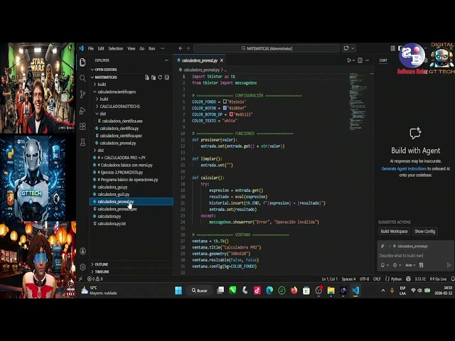 usando STUDIO CODE y aplicando pyton para difertnes calculadoras básica pro y profesional