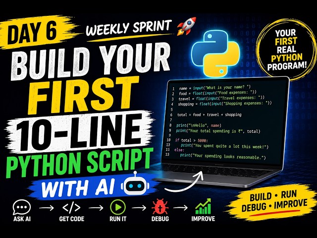 Build Your First 10-Line Python Script with AI 🤖 | Weekly Sprint BootCamp #Day6