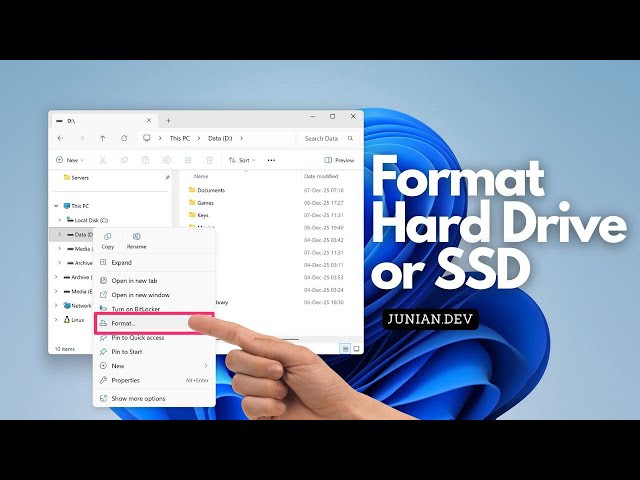 Formatting a new SSD / Hard Drive on Windows 11