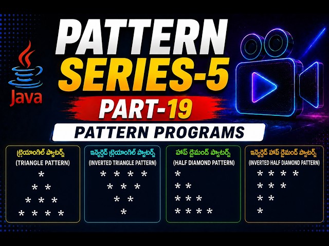 🔥 Triangle Pattern Programs in Java | Pattern Series - 5 | Part 19| Telugu 🚀