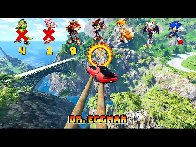 🚀 Sonic and Pals Acceleration Test(Downhills Ring Fire Challenge) - Survival Challenge Beam.NG Drive