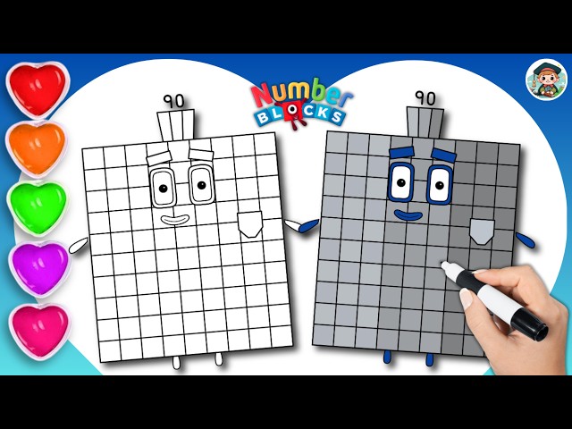 Numberblock 90 Drawing & Coloring🌈 | Simple Art Tutorial for Kids