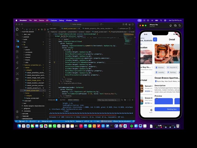 flutter - booking app design - themedata + custom widgets - demo