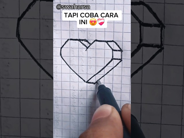 CARA MENGGAMBAR LOVE 3D SUPER KEREN😍❤️ #youtubeshorts #menggambar  #shorts #feed #fyp #art #drawing