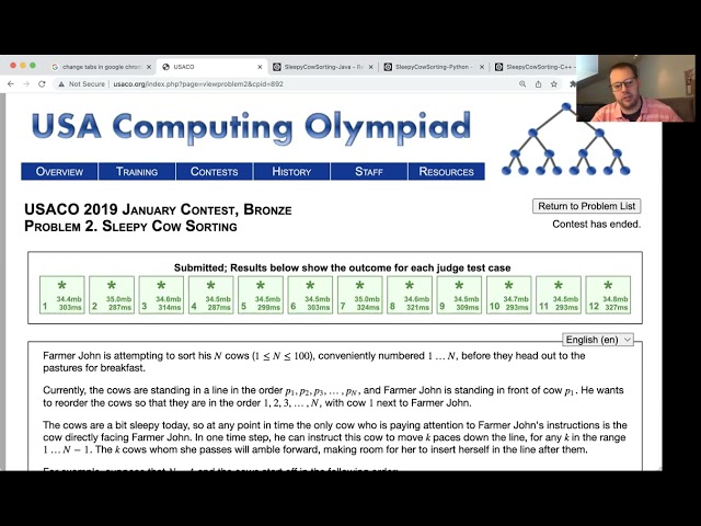 USACO Bronze 2019 Jan #2 - Sleepy Cow Sorting (Code Solution)