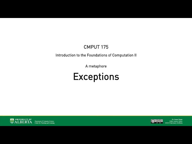 Exceptions: A metaphor—CMPUT 175