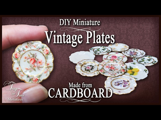 DIY Miniature Plates – Made From CARDBOARD! | 1:12 Scale Dollhouse Tutorial