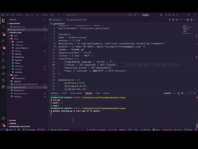 VSCode, Classy Framework development. 2026/5/24 Part 1
