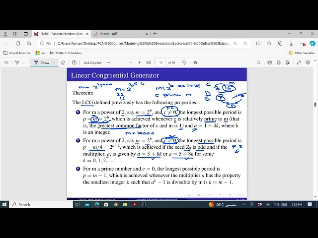 Lecture 6 - Random Numbers Linear Congruential Generators (Part 2)