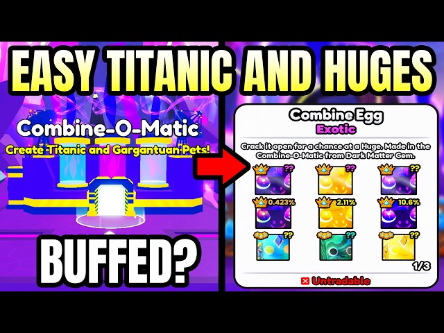 HUGE CHANCE BUFF Combine O Matic Machine SPACE MINE in Pet Simulator 99 (Roblox)