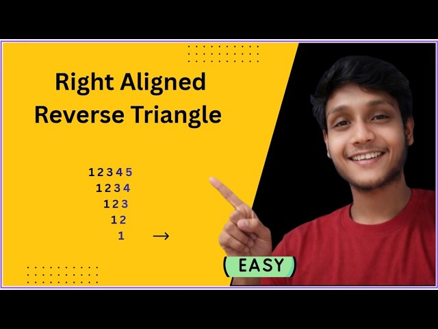 Right Aligned reverse numeric Pattern Using LOOPs | logic made easy |  DSA