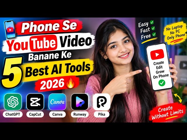 5 Best AI Tools to Make YouTube Videos from Your Phone 2026 🤖🔥 | How to Make AI Videos on Mobile