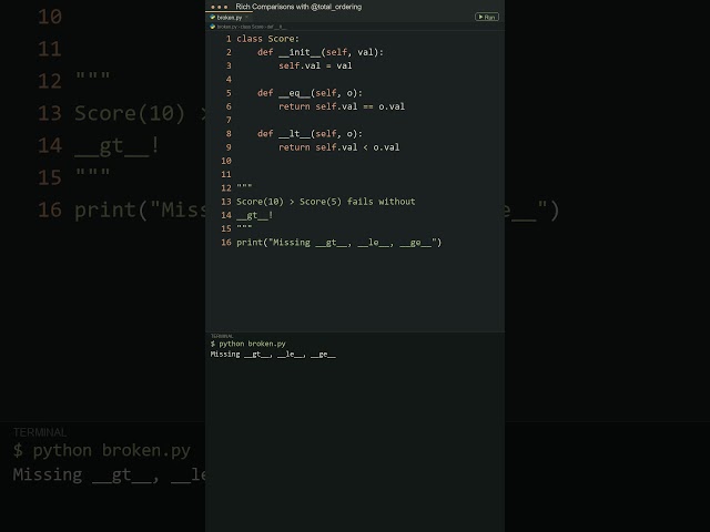 Write 2 Comparison Dunders, Get 6 For Free! 🪄 #shorts #python