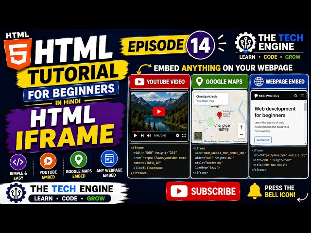 HTML Tutorial for Beginners in Hindi | Episode 14 | HTML Iframe, YouTube & Google Maps & wbpage