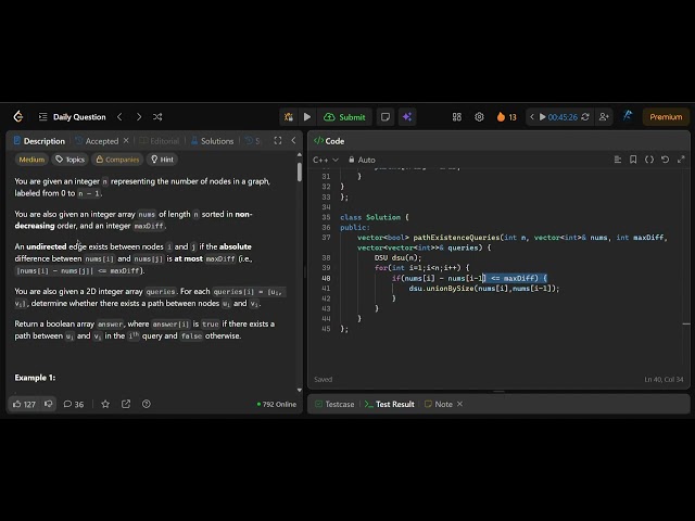 LeetCode 3532 | Path Existence Queries in a Graph | C++ Solution with Explanation